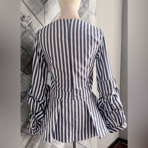 AOMEI ORIGAMI PEPLUM STRIPED TOP - Picture 7 of 12